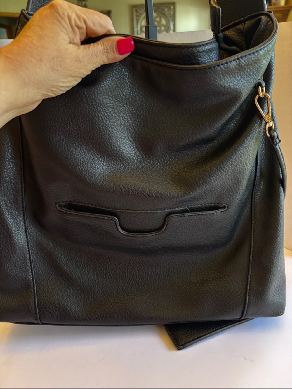 Darcy Marks London Black Leather Hobo Bag with Pouch - Picture 5 of 9
